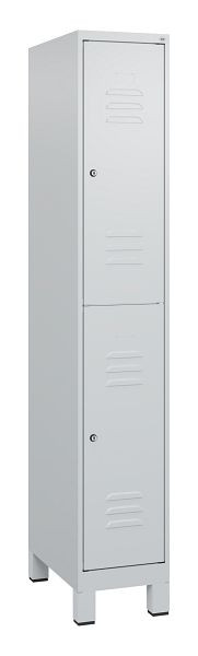 C+P Doppelstöckiger Spind Classic PLUS, Füße, 1800x300x500mm, 7035/7035, Zylinderschlösser, 0803107-10 S10024