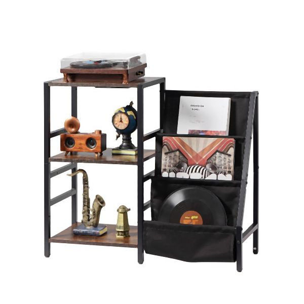 VEVOR Plattenspielerständer Schallplattenaufbewahrung LED USB-Anschlüssen, DCJZJSLK3CTMHIBPIV2