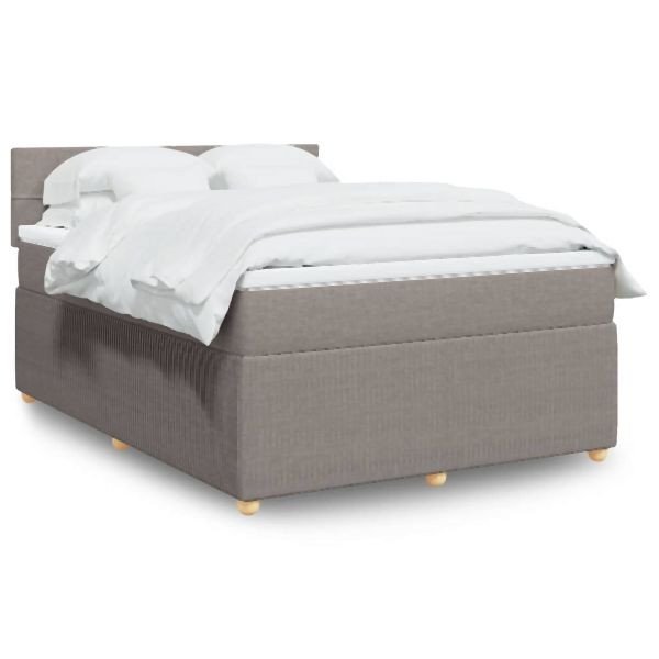 vidaXL Boxspringbett mit Matratze Taupe 160x200 cm Stoff, 3289811