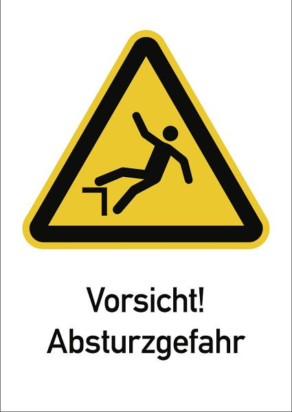 Moedel Vorsicht! Absturzgefahr ISO 7010, Kombischild, Aluminium, 262x371 mm, 99013