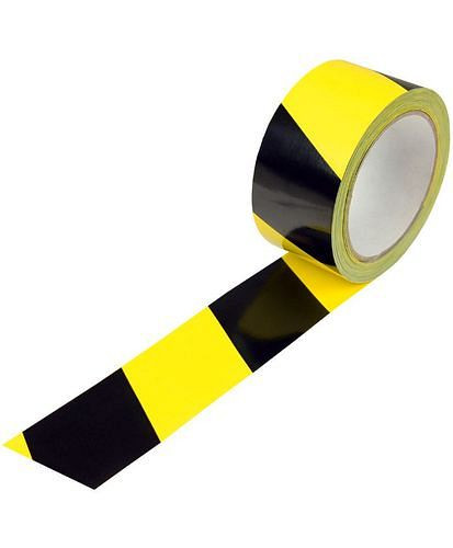 TransPak Kennzeichnungsband, Flatterband gelb / schwarz, 50 mm breit x 66 m, Stärke 52µ, VE: 6 Rollen, 299566