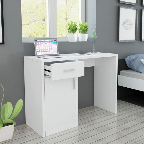 vidaXL Schreibtisch mit Schublade und Schrank Weiß 100x40x73 cm, 243058