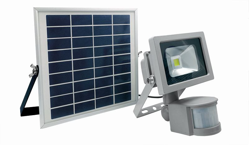 as-Schwabe CHIP-LED-Strahler 10W mit Solarmodul und mit Bewegungsmelder 180°, 10W SMD-CHIP, 46978