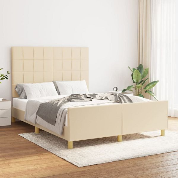 vidaXL Bettgestell mit Kopfteil Creme 140x190 cm Stoff, 3125054