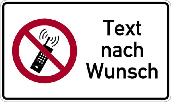 Schilder Klar Kombischild Handyverbot + Text nach Wunsch, 250x150 mm Folie selbstklebend, 7173/63