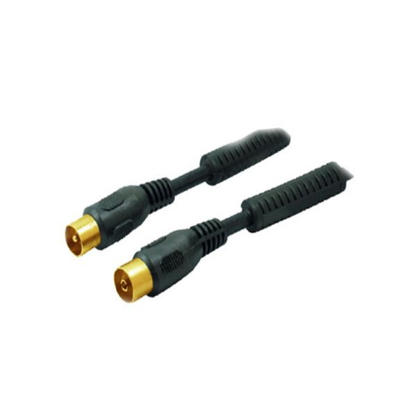 S-Conn Antennen-Anschlusskabel, 100% geschirmt, vergoldete Kontakte, > 100 dB, Mantelstromfilter, schwarz, 1,0m, 80202-128-GS