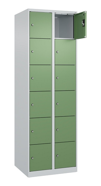 C+P Schließfachschrank Evolo PLUS, 12 Fächer, 1850x600x500mm, 7035/6011, 049000-206 S10010