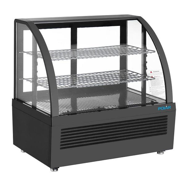 Polar C-Serie Tischkühlvitrine Schwarz 100 Liter, stilvoll Äußeres aus Kunststoff und Glas, CU636