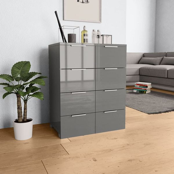 vidaXL Sideboard Hochglanz-Grau 60x35x80 cm Holzwerkstoff, 283714