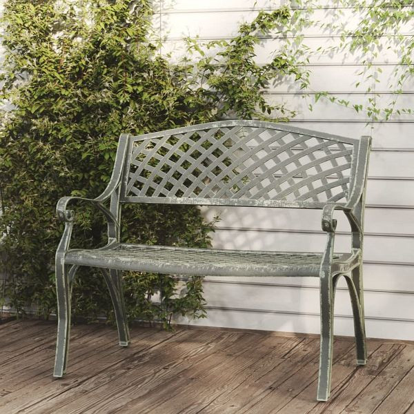 vidaXL Gartenbank 102 cm Aluminiumguss Grün, Material: Aluminiumguss, Gusseisen, 317745