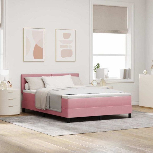 vidaXL Boxspringbett mit Matratze mit Matratze Rosa 140 x 190 cm Stoff, 3339175