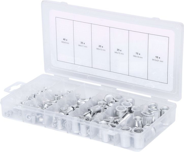 KS Tools Sortiment Gewindenieten, Aluminium, M3x9mm-M10x21mm, 150-teilig, 970.0620