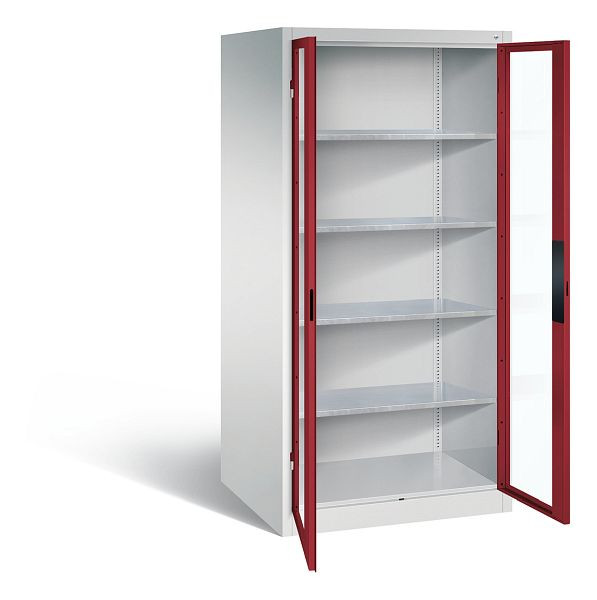 C+P Werkzeugschrank Acurado, H1950xB930xT800mm, Farbe: Lichtgrau / Rubinrot, Muldengriff, 8924-055 S10110