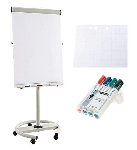 Rocada Flipchart Business RD 617, mobil, inklusive 40 Blatt Flipchartpapier und 4 Boardmarkern, 165958