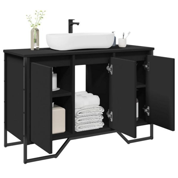 vidaXL Waschbeckenunterschrank Schwarz 91x35x60 cm Holzwerkstoff, 848659