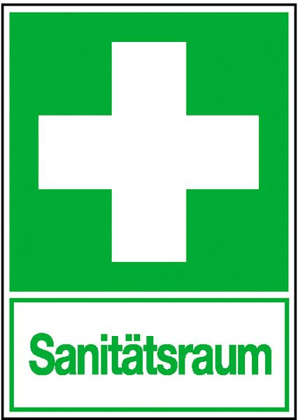 SafetyMarking Erste-Hilfe-Kombischild, Erste Hilfe - Sanitätsraum, BxH 20x30 cm, Folie, selbstklebend, langnachleuchtend, 38.0073