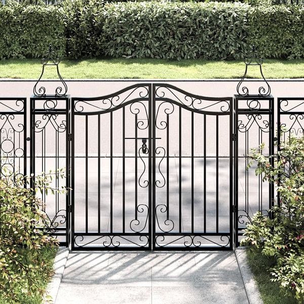 vidaXL Gartentor Schwarz 121x8x100 cm Schmiedeeisen, 363430