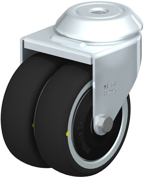 Blickle LMDA-PATH 75K-ELS-FK Apparate-Doppel-Lenkrolle mit Rückenloch, Thermoplastisches Polyurethan, Grau, 845677