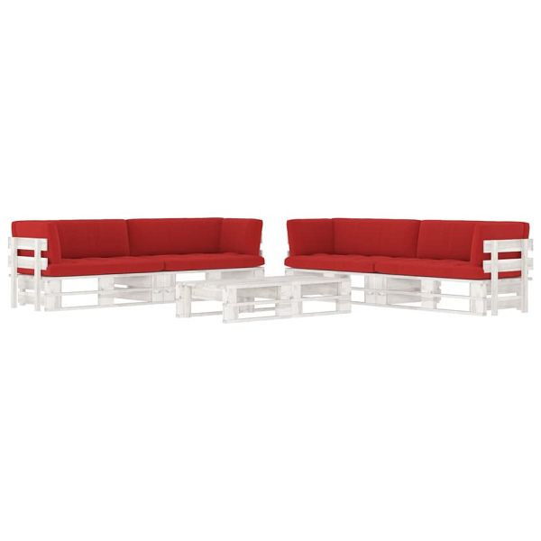 vidaXL 6-teilig Paletten-Lounge-Set Weiß Imprägniertes Kiefernholz, 3067003