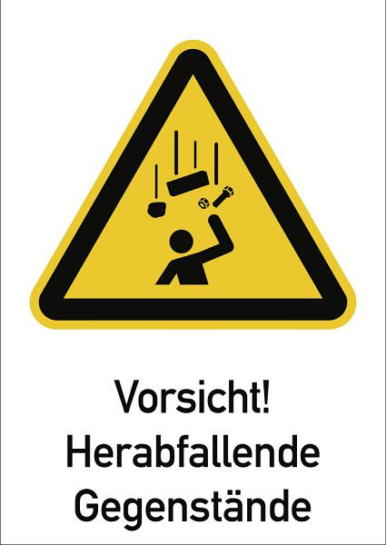 Moedel Vorsicht! Herabfallende Gegenstände, Kombischild, Kunststoff, 210x297 mm, 98972