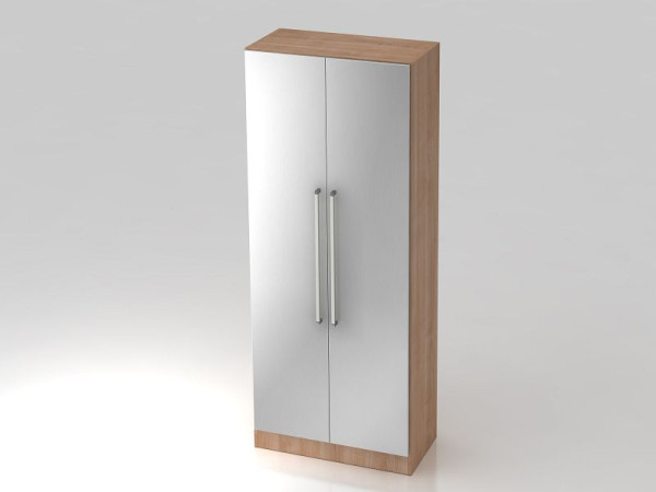 Hammerbacher Garderobenschrank 5OH, Sockelblende Chromgriff Nussbaum/Silber, 80x42x200,4 cm (BxTxH), V7200/N/S/CE