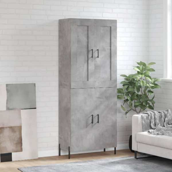 vidaXL Highboard Betongrau 69,5x34x180 cm Holzwerkstoff, 3199565