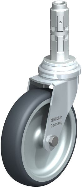 Blickle LRA-TPA 100G-E02 Apparate-Lenkrolle mit Expander, Thermoplastisches Gummi-Elastomer, Grau, 626994