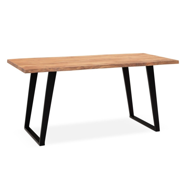 Wohnling Schreibtisch 180x90x76 cm Akazie Massivholz/Metall Computertisch, Bürotisch mit U-Beinen in Schwarz, Holztisch Arbeitszimmer, WL7.279