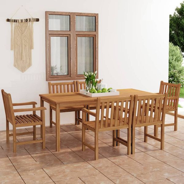 vidaXL 7-teilig Garten-Essgruppe Massivholz Teak, 3059944