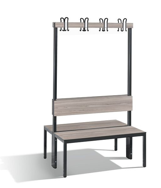 C+P Doppelseitige Garderobenbank mit Rückenlehne, Basic Plus, H1650xB1000xT760mm, 8060-200 S10003