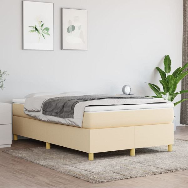 vidaXL Bettgestell Creme 120x200 cm Stoff, Material: Stoff (100% Polyester), Sperrholz, Holzwerkstoff, 3120950