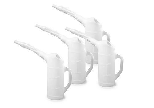 DENIOS Messkanne aus Polyethylen (PE), 0,5 Liter, flexibler Auslauf, skaliert, VE: 4 Stück, 255915