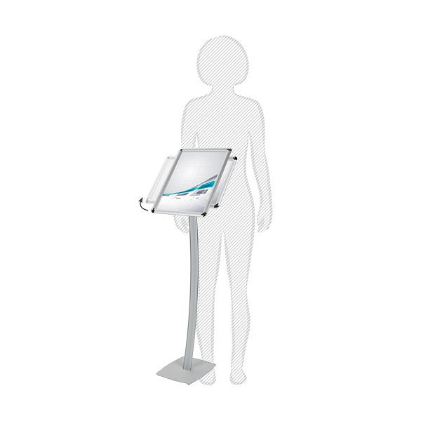VKF Renzel Hinweisaufsteller / Infodisplay „Curved“, mit Drehmechanismus, Rondo DIN A3, 50.0256.3