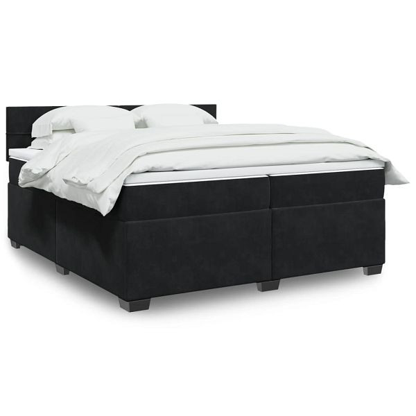vidaXL Boxspringbett mit Matratze Schwarz 200x200 cm Samt, 3288704