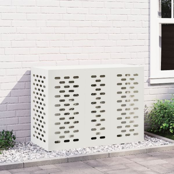 vidaXL Klimaanlagenabdeckung Weiß 110x50x80 cm Stahl, 865905