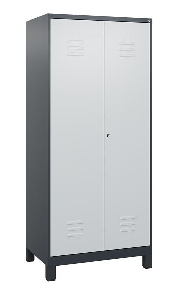 C+P Umkleidespind Classic PLUS SW, Füße, 2 Abteile, 1800x800x500mm, 7016/7035, Zylinderschloss, 0800127-22 S10028