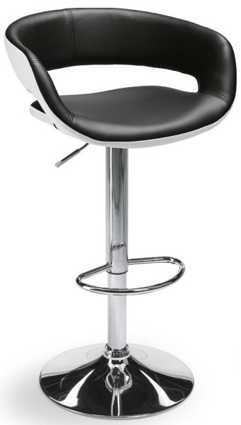 Deskin Barhocker PRATO, Trompetenfuß verchromt, Kunstleder weiß/schwarz, VE: 2 Stück, 279185