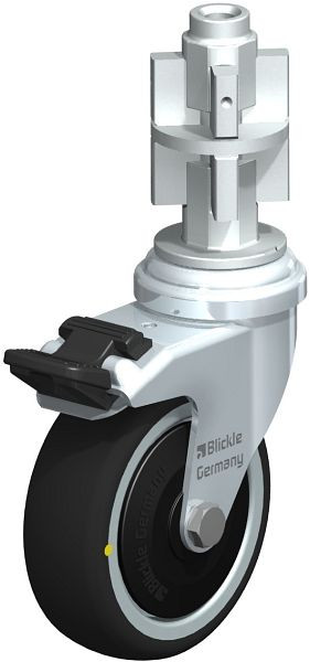 Blickle LRA-PATH 75K-FI-ELS-FK-E05 Apparate-Lenkrolle mit Expander & Feststeller, Thermoplastisches Polyurethan, Grau, 848629