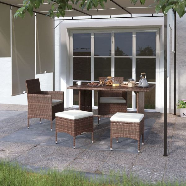 vidaXL 4-tlg. Gartenstuhl und Hocker Set Poly Rattan Braun, 310613