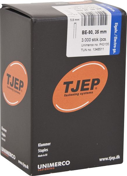TJEP BE-90 35mm Klammer geharzt, verzinkt Box 3.000 Stück, Klammern, 840135