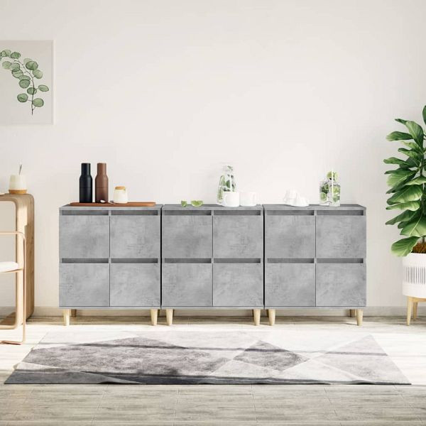 vidaXL Sideboards 3 Stück Betongrau 60x35x70 cm Holzwerkstoff, 3185771