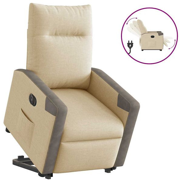 vidaXL Relaxsessel mit Aufstehhilfe Elektrisch Creme Stoff, 3324103