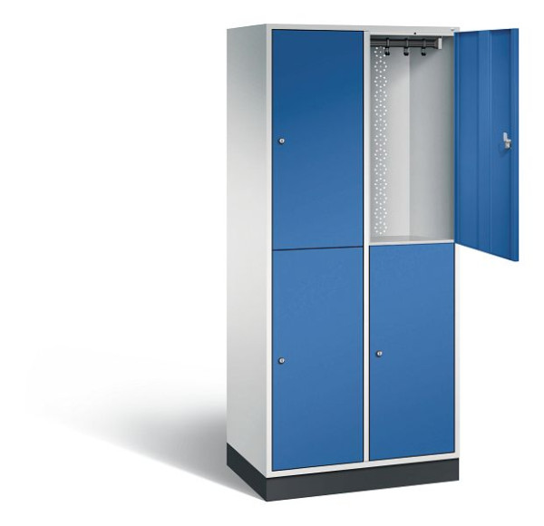 C+P Spind doppelstöckig XL Intro, H1950xB820xT490mm, Farbe: Lichtgrau / Enzianblau, 8270-202 S10008