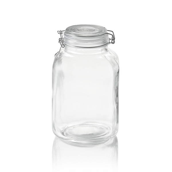 WAS Vorratsglas XL, 3 L, Ø 9 cm, Höhe 24 cm, Glas, Edelstahl, Silikon, 1815300