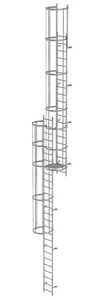 Munk Günzburger Steigtechnik Mehrzügige Steigleiter mit Rückenschutz (Notleiter) Stahl verzinkt 12,12m, 520230