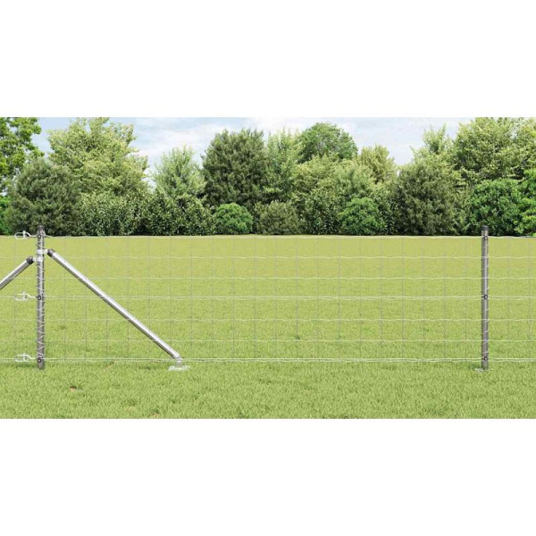 vidaXL Zaun mit Pfosten Silber 0.8 x 25 m Stahl, 3350775