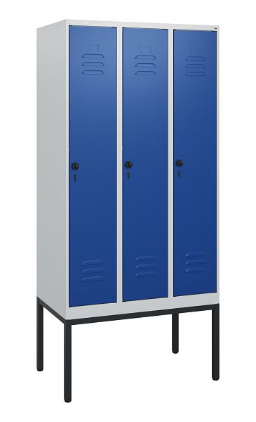 C+P Umkleidespind Classic PLUS, Gestell, 3 Abteile, 1950x900x500mm, 7035/5010, Drehriegel, 0800305-30 S10003