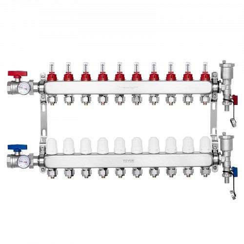 VEVOR 10 Heizkreise Heizkreisverteiler Fußbodenheizung Durchflussanzeiger 5L/min, DRFSQBXG10HL1S697V0