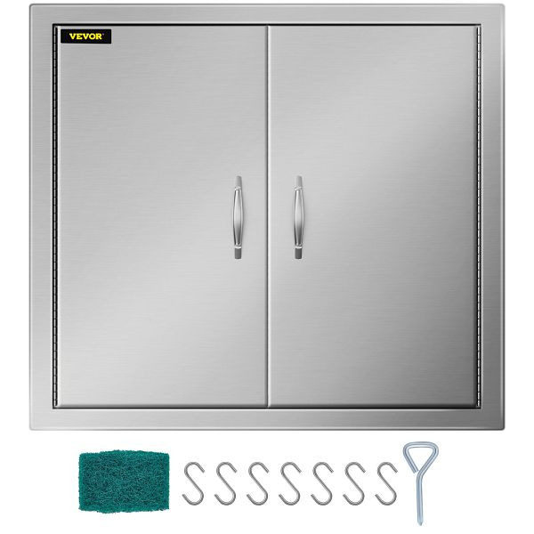 VEVOR 66x60 cm Kamintür Doppelschicht Putztür Edelstahl 304 Inspection Door BBQ Tür, 26YC304BXGSCCGM01V0