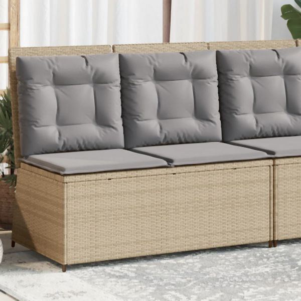 vidaXL Gartenbank Verstellbar mit Kissen Beige Poly Rattan, 368967